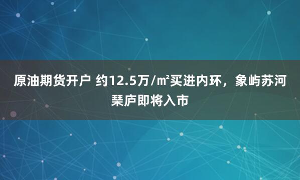 原油期货开户 约12.5万/㎡买进内环，象屿苏河琹庐即将入市
