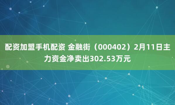 配资加盟手机配资 金融街（000402）2月11日主力资金净卖出302.53万元