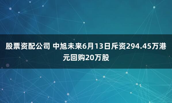 股票资配公司 中旭未来6月13日斥资294.45万港元回购20万股
