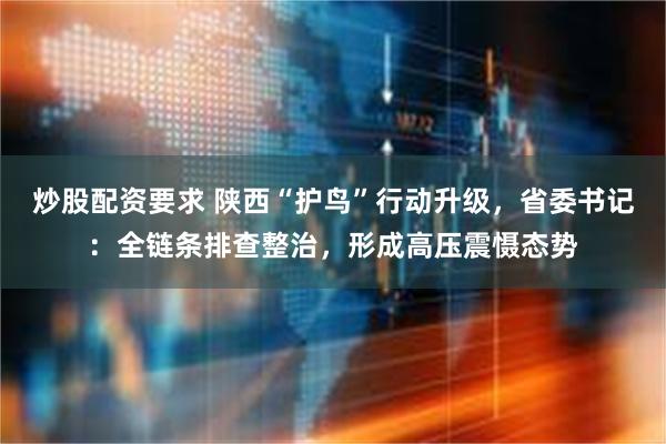 炒股配资要求 陕西“护鸟”行动升级，省委书记：全链条排查整治，形成高压震慑态势