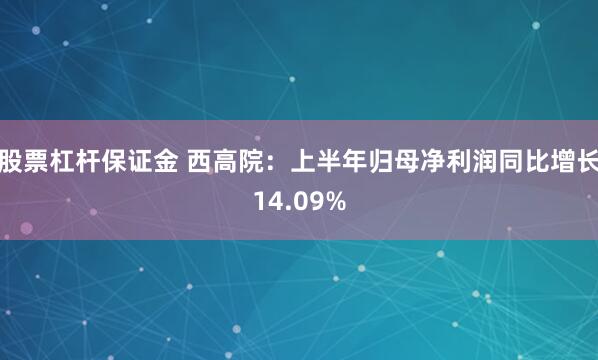 股票杠杆保证金 西高院：上半年归母净利润同比增长14.09%